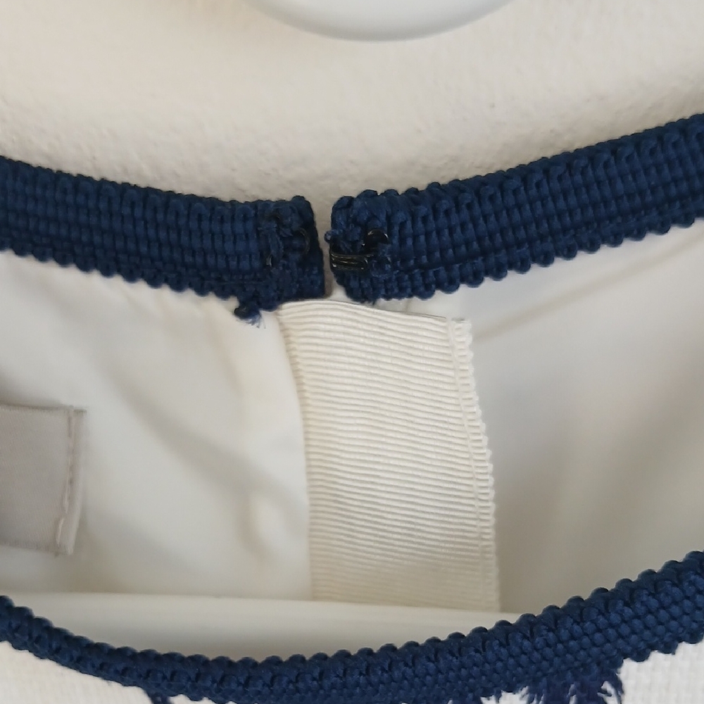 Hobbs London Dress White With Navy Nautical Print Sleeveless Size 2 - Picture 5 of 10